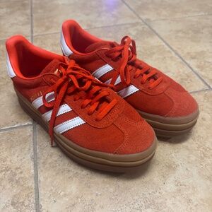 Orange adidias sambas platform